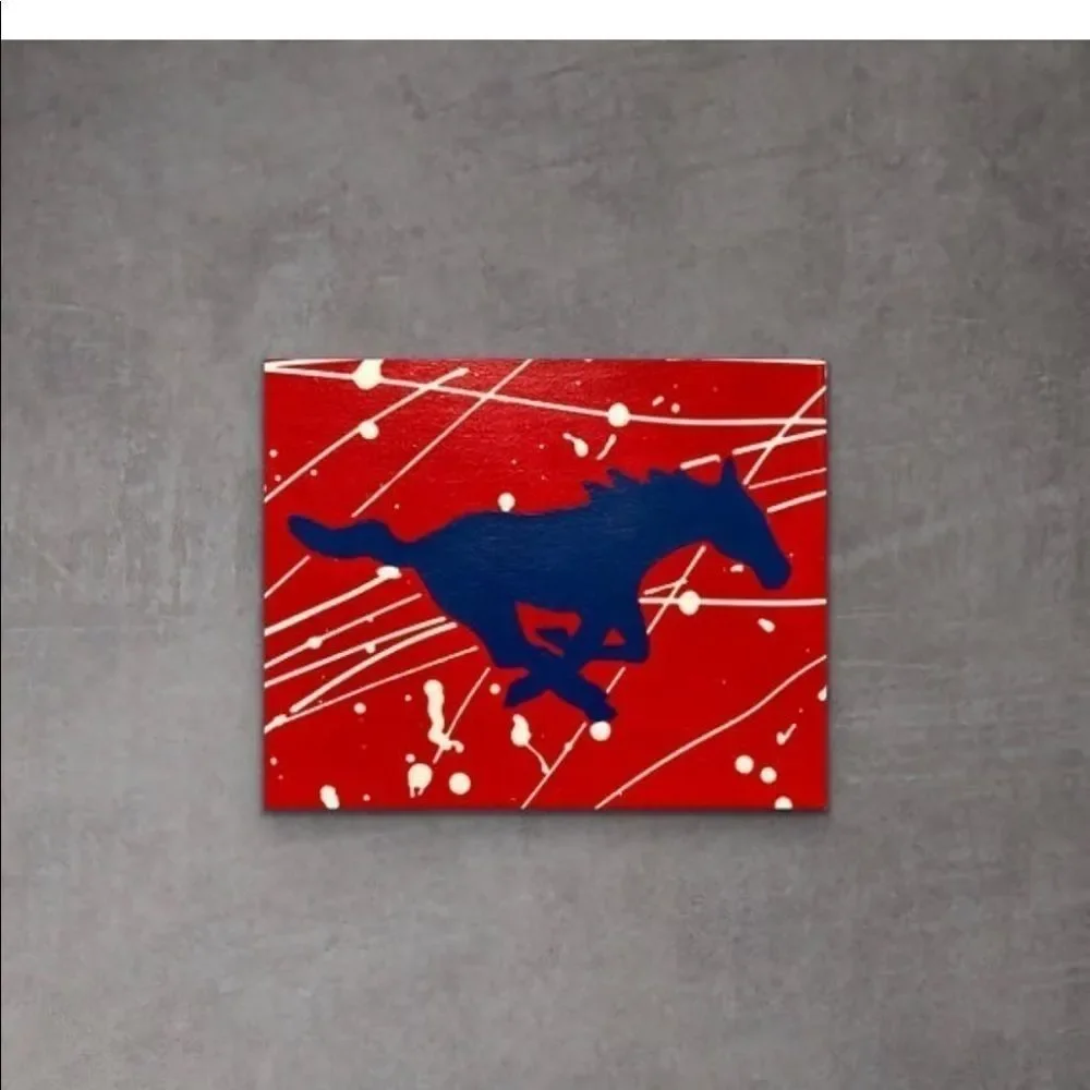 Hand painted SMU Mustang painting 8 x 10